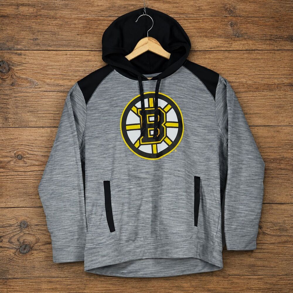 NHL Boston Bruins Hoodie Men's XLarge Gray Heather Pullover Sweatshirt Hockey XL